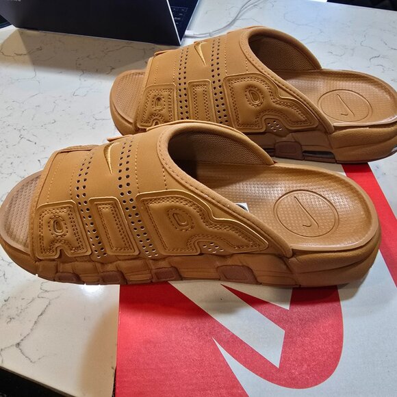 Nike Air More Uptempo Slide Brown Flax FZ3116 200 Mens Size 10 NEW - Picture 2 of 14